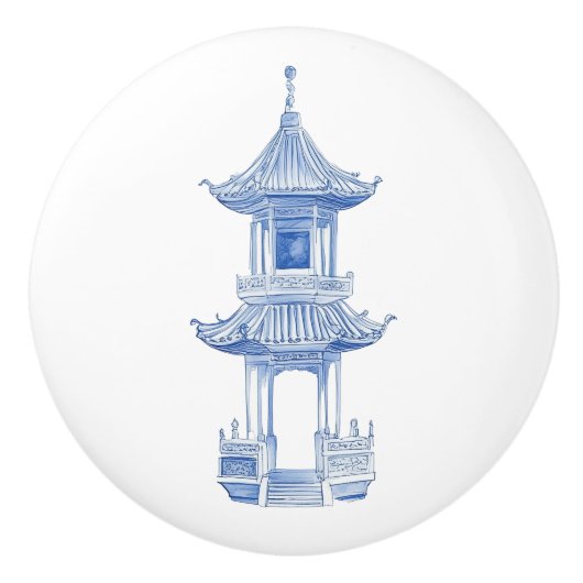 Chinoiserie Pagoda 4 Keramikknauf (Vorderseite)
