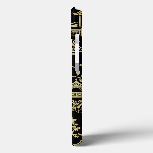 Chinoiserie Pagoda Black and Gold iPhone Case (Rückseite / Links)
