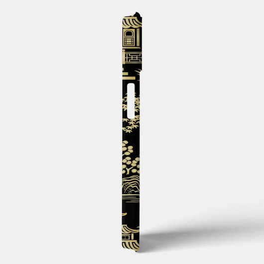 Chinoiserie Pagoda Black and Gold iPhone Case (Rückseite / Rechts)
