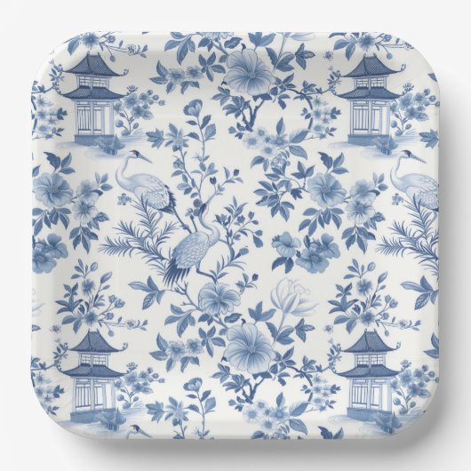 Chinoiserie Pagoda Cran Pappteller (Vorderseite)