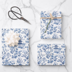 Chinoiserie Pagoda Crane Geschenkpapier Set