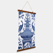CHINOISERIE PAGODAS IN BLUE 1 & 2 WANDTEPPICH MIT HOLZRAHMEN (Gewinkelt)