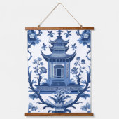 CHINOISERIE PAGODAS IN BLUE 1 & 2 WANDTEPPICH MIT HOLZRAHMEN (Vorderseite 2)