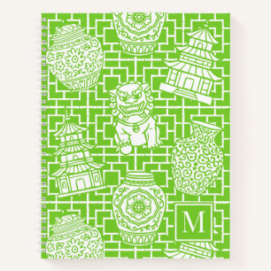 Chinoiserie-Pagode – Limettengrüner Vorzeigegarten Notizblock