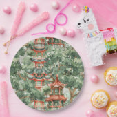 Chinoiserie-Pagode Sage Green Forest Pappteller (Party)