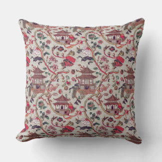 "Chinoiserie-Pagode und Lotus in Rot Kissen