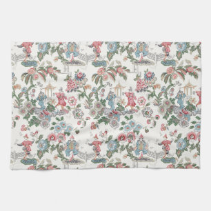 Chinoiserie-Pagoden-Garten, Rosa und Grün Geschirrtuch