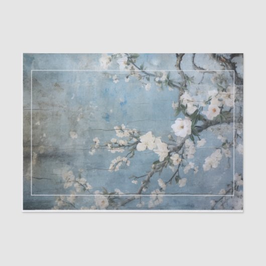 Chinoiserie Panel Distressed Blue - Anpassbar Seidenpapier (Vorderseite)