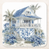 Chinoiserie Paper Coaster Rechteckiger Pappuntersetzer (Vorderseite)