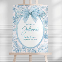 Chinoiserie Party Welcome Sign Blue Toile de Jouy 