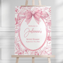 Chinoiserie Party Welcome Sign Pink Toile de Jouy 