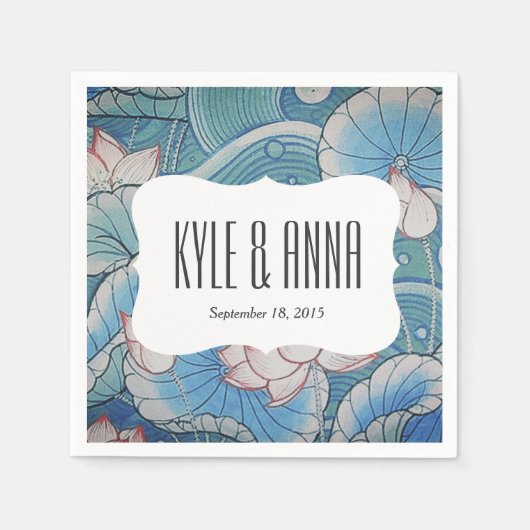 Chinoiserie Pastell Oriental Pink & Blue Floral Serviette (Vorderseite)