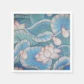Chinoiserie Pastell Oriental Pink & Blue Floral Serviette (Vorderseite)