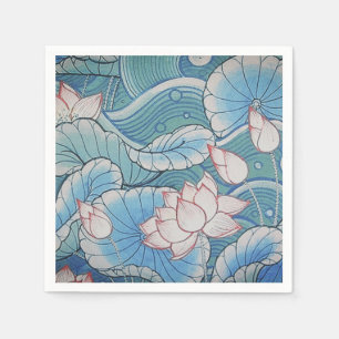 Chinoiserie Pastell Oriental Pink & Blue Floral Serviette