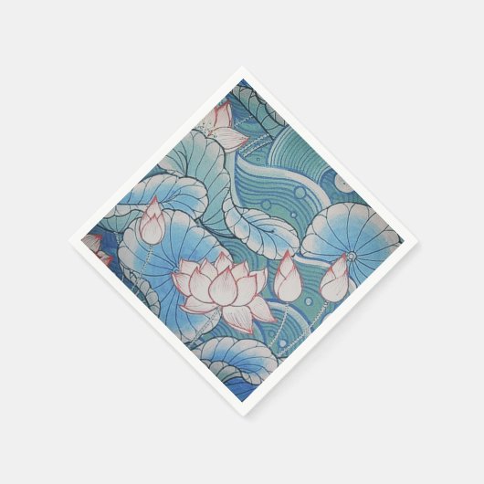 Chinoiserie Pastell Oriental Pink & Blue Floral Serviette (Ecke)