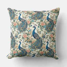 Chinoiserie Peacock Floral Kissen