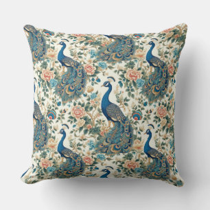 Chinoiserie Peacock Floral Kissen