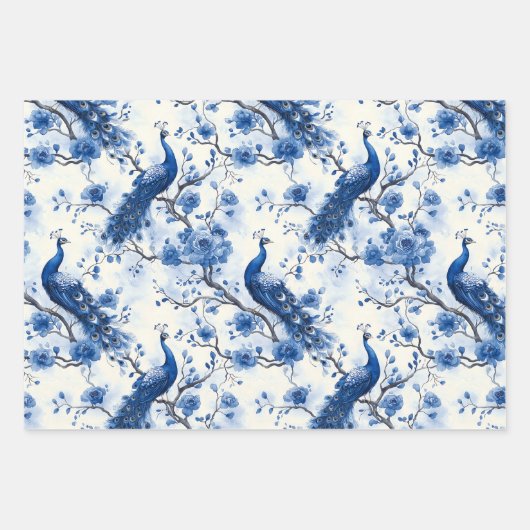 Chinoiserie Peacock Geschenkpapier Set (Vorderseite 3)