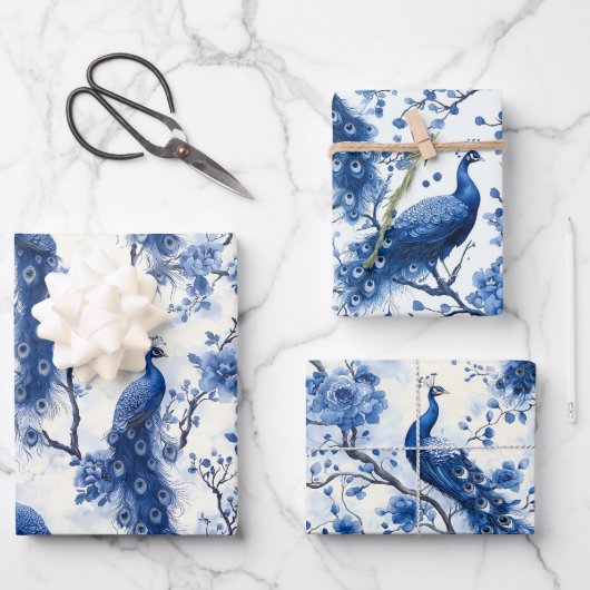 Chinoiserie Peacock Geschenkpapier Set (Vorderseite)