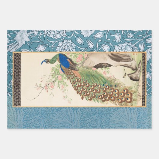 Chinoiserie Peacock mit dusty Rose und verblasstem Geschenkpapier Set (Vorderseite 3)