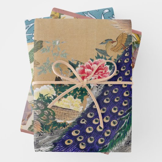 Chinoiserie Peacock mit dusty Rose und verblasstem Geschenkpapier Set (Beispiel)