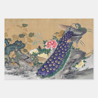 Chinoiserie Peacock mit dusty Rose und verblasstem Geschenkpapier Set
