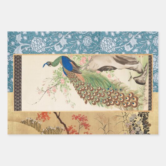 Chinoiserie Peacock mit dusty Rose und verblasstem Geschenkpapier Set (Vorderseite 3)