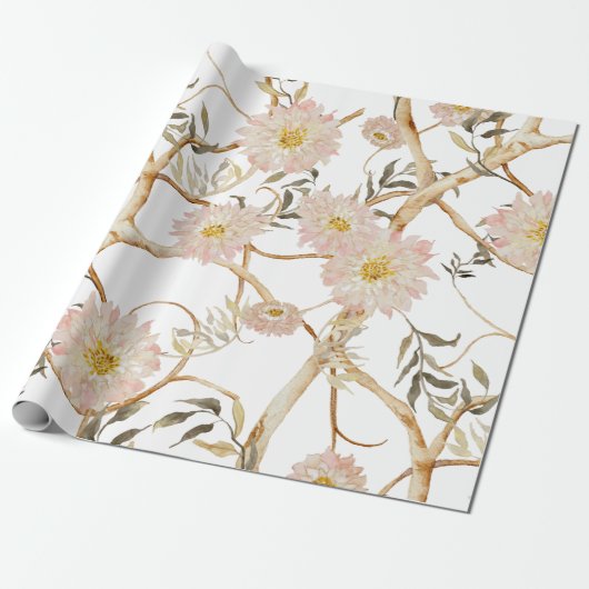 Chinoiserie Peony Floral Geschenkpapier (Ungerollt)