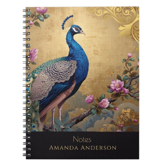 Chinoiserie Pfau-Spiralblock Notizblock (Vorderseite)