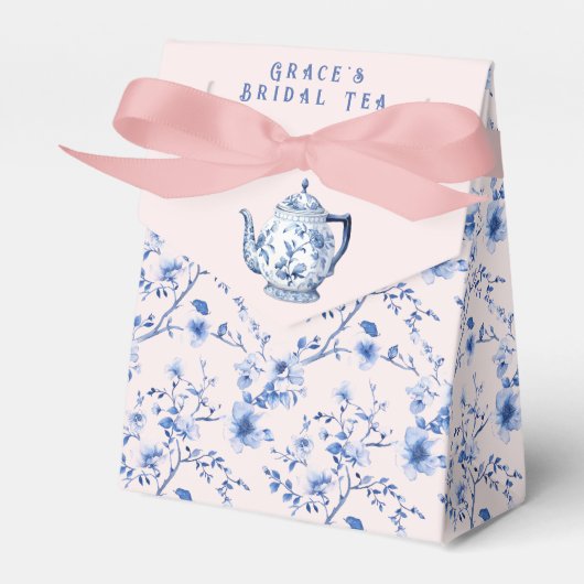Chinoiserie Pink & Blue Bridal Tee Geschenkschachtel (Vorderseite)