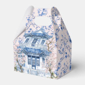 Chinoiserie Pink & Blue Pagoda Bridal Tee Geschenkschachtel (Vorderseite)