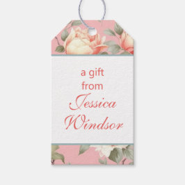 Chinoiserie Pink Floral Egret Geschenkanhänger