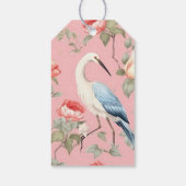 Chinoiserie Pink Floral Egret Geschenkanhänger (Rückseite)