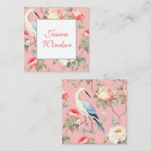 Chinoiserie Pink Floral Egret Geschenkverpackung Mitteilungskarte