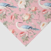 Chinoiserie Pink Floral Egret Seidenpapier (Ausschnitt)