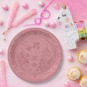 Chinoiserie Pink Floral Watercolor Paper Plate Pappteller (Party)