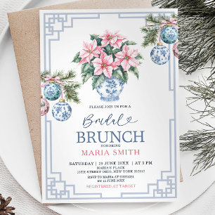 Chinoiserie Pink Floral Weihnachten Bridal Brunch Einladung