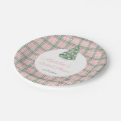 Chinoiserie Pink Green Christmas Polterabend Pappteller (Schrägansicht)