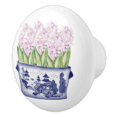 Chinoiserie Pink Hyacinths Keramikknauf (Rechts)
