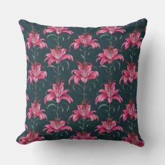 Chinoiserie Pink Lily Motif Pattern Kissen