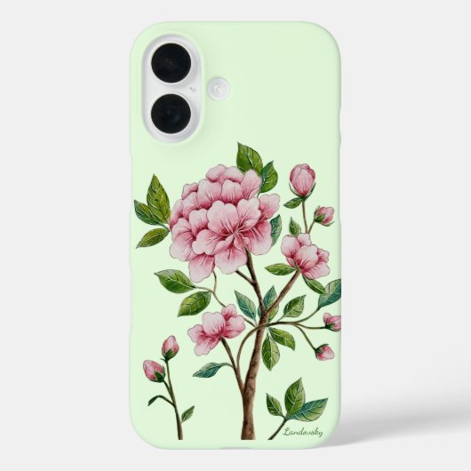 Chinoiserie Pink Peony Phone Case (Rückseite)