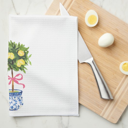 Chinoiserie Pink Ribbon Zitrone Treppe Küchentuch (Viertel Falte)