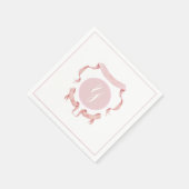 Chinoiserie Pink Ribbons Logo-Wappen Serviette (Ecke)