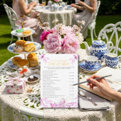 Chinoiserie Pink Tea Etiquette Bridal shower game  Einladung