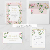 Chinoiserie Pink & White Wedding Einladung