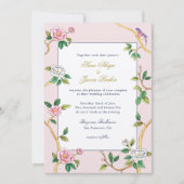 Chinoiserie Pink & White Wedding Einladung (Vorderseite)