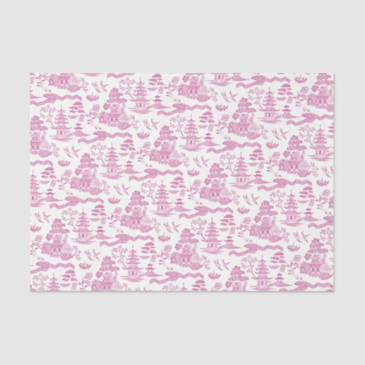 Chinoiserie Pink Willow Decoupage Tissue Paper Seidenpapier (Vorderseite)