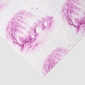 Chinoiserie Pink Willow Water Bridge Seidenpapier (Detail)