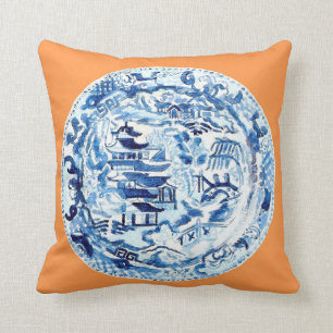 CHINOISERIE-PLATTE AUF MANDARINE KISSEN