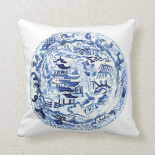 CHINOISERIE-PLATTEN-KISSEN BLUE/WHITE KISSEN
